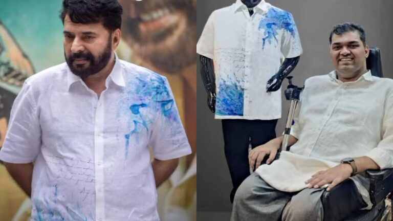 Mammootty-wears-specially-abled-man-jesfer-designed-shirt-instagram